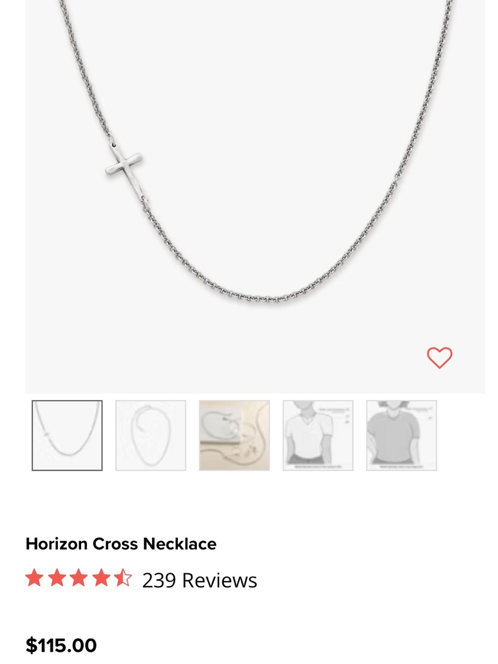 James Avery Horizon Cross Necklace